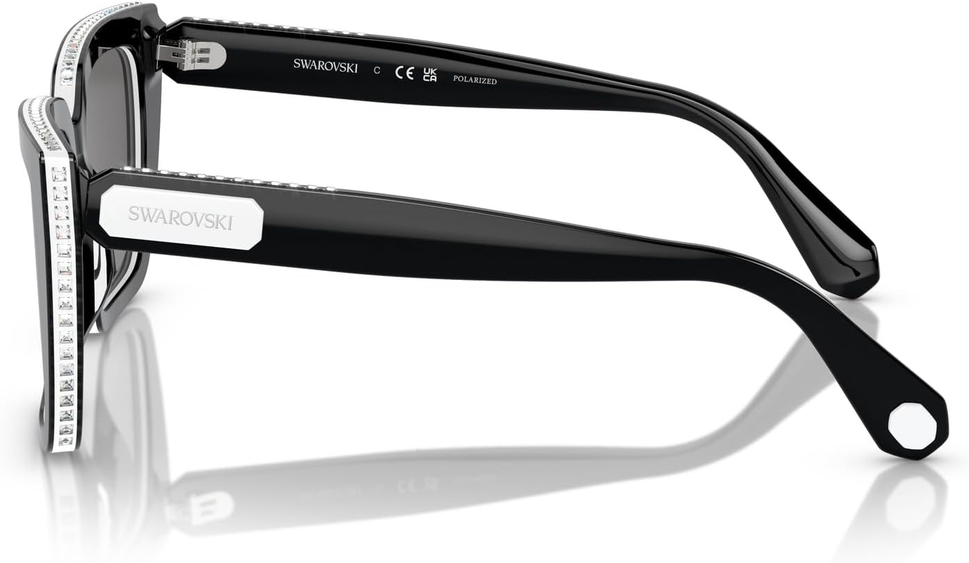 image:imageSwarovski womens Sk6013 Square SunglassesBlackDark Grey Polarized