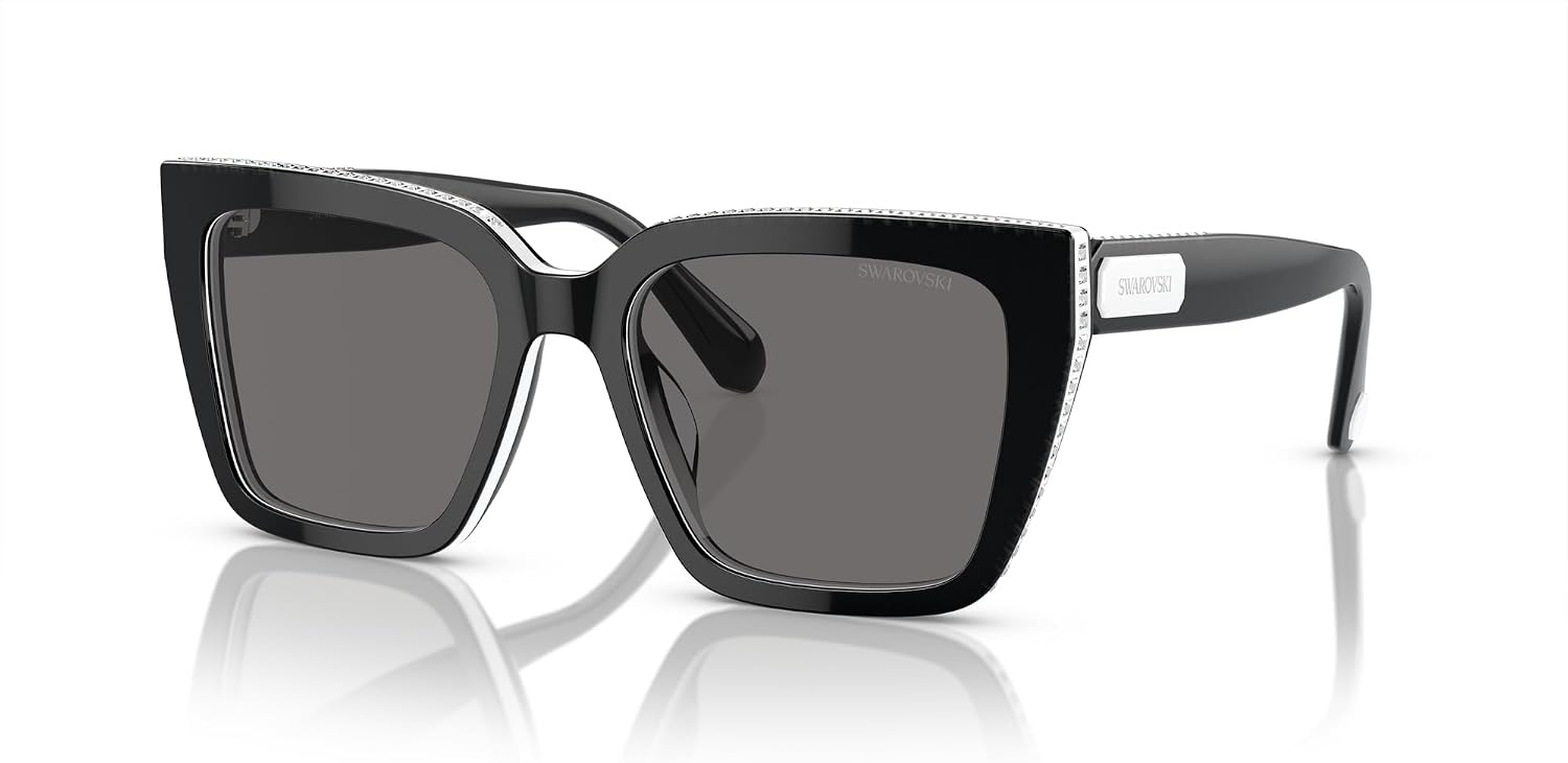 image:imageSwarovski womens Sk6013 Square SunglassesBlackDark Grey Polarized