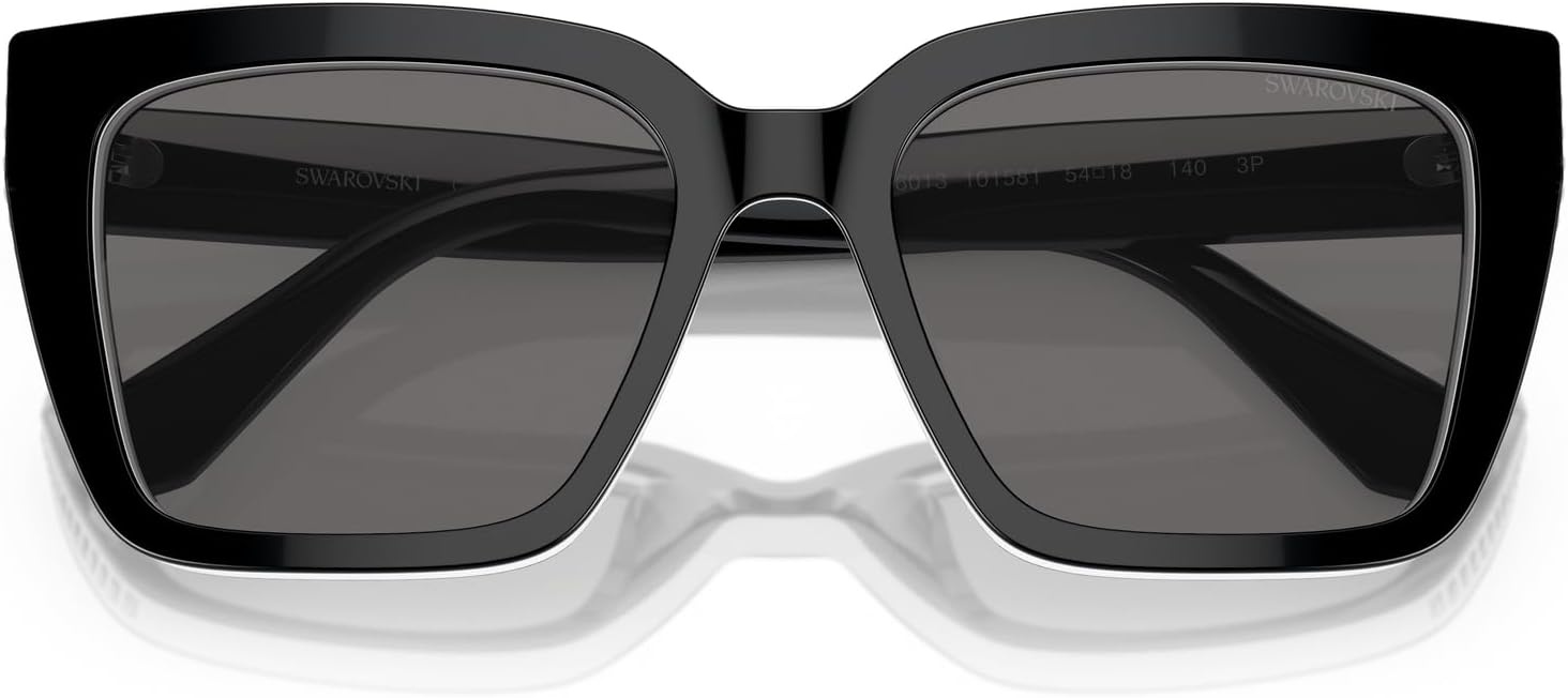image:imageSwarovski womens Sk6013 Square SunglassesBlackDark Grey Polarized