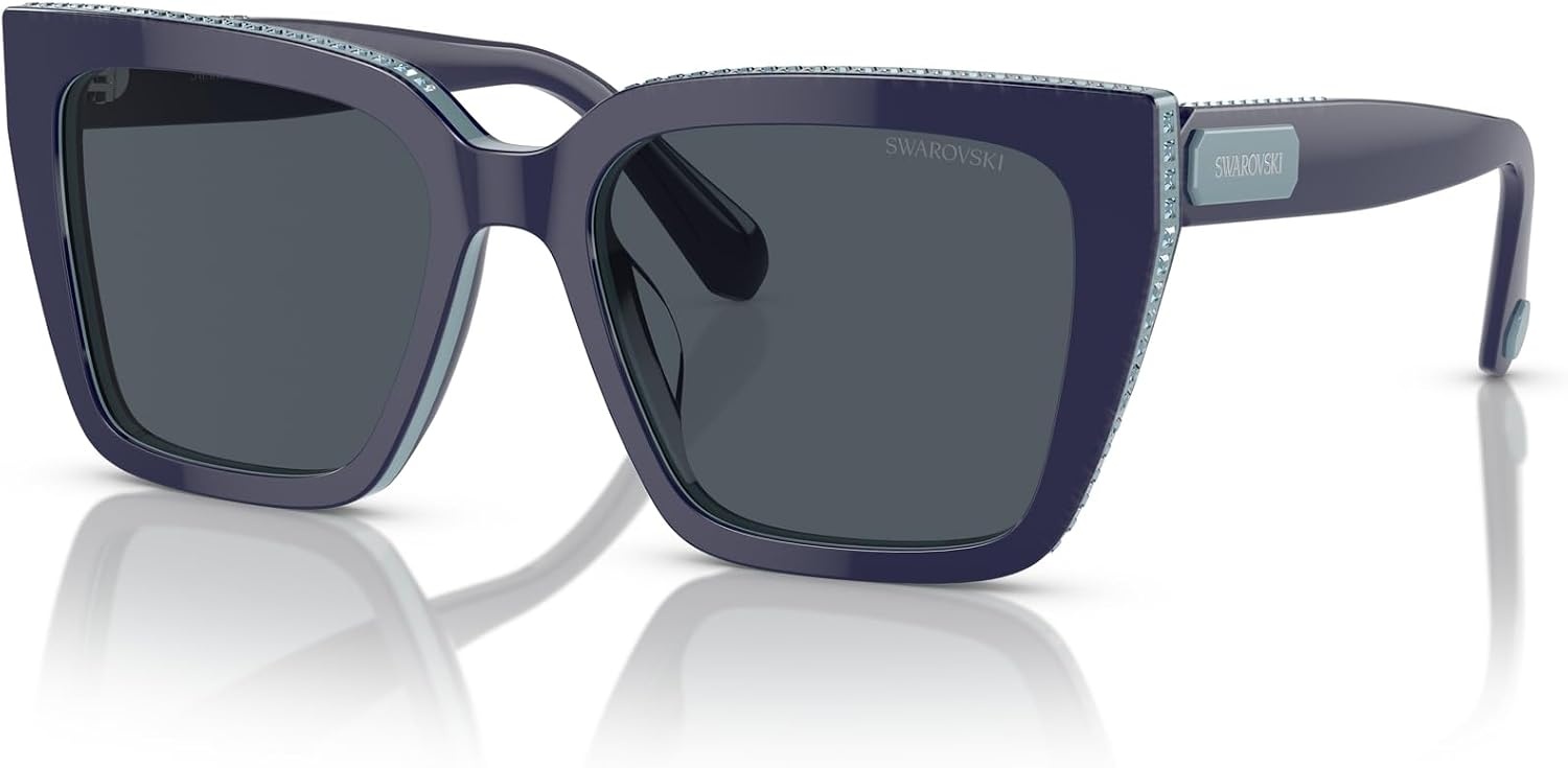 image:imageSwarovski womens Sk6013 Square SunglassesBlueDark Grey