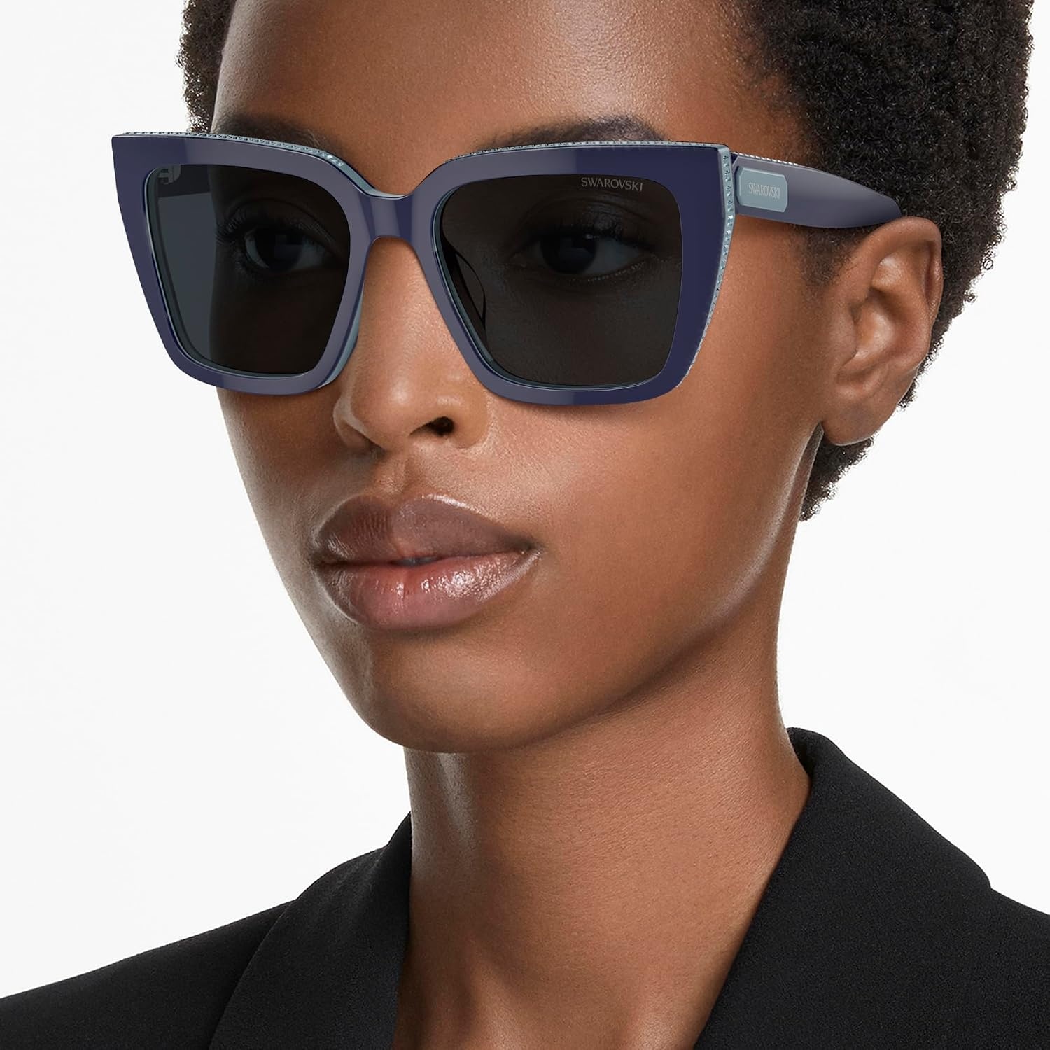 image:imageSwarovski womens Sk6013 Square SunglassesBlueDark Grey
