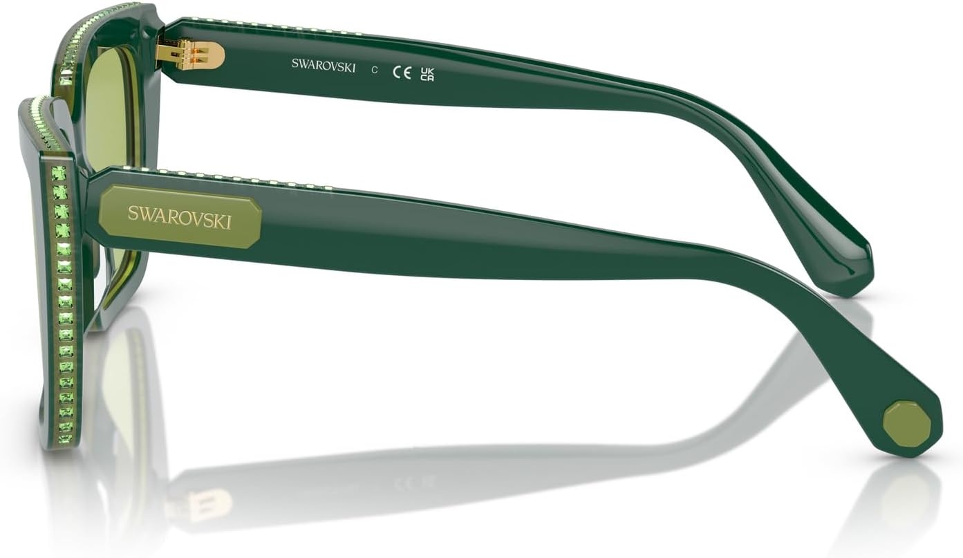 image:imageSwarovski womens Sk6013 Square SunglassesGreenLight Green Mirrored Silver