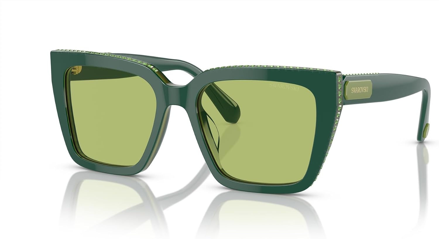 image:imageSwarovski womens Sk6013 Square SunglassesGreenLight Green Mirrored Silver