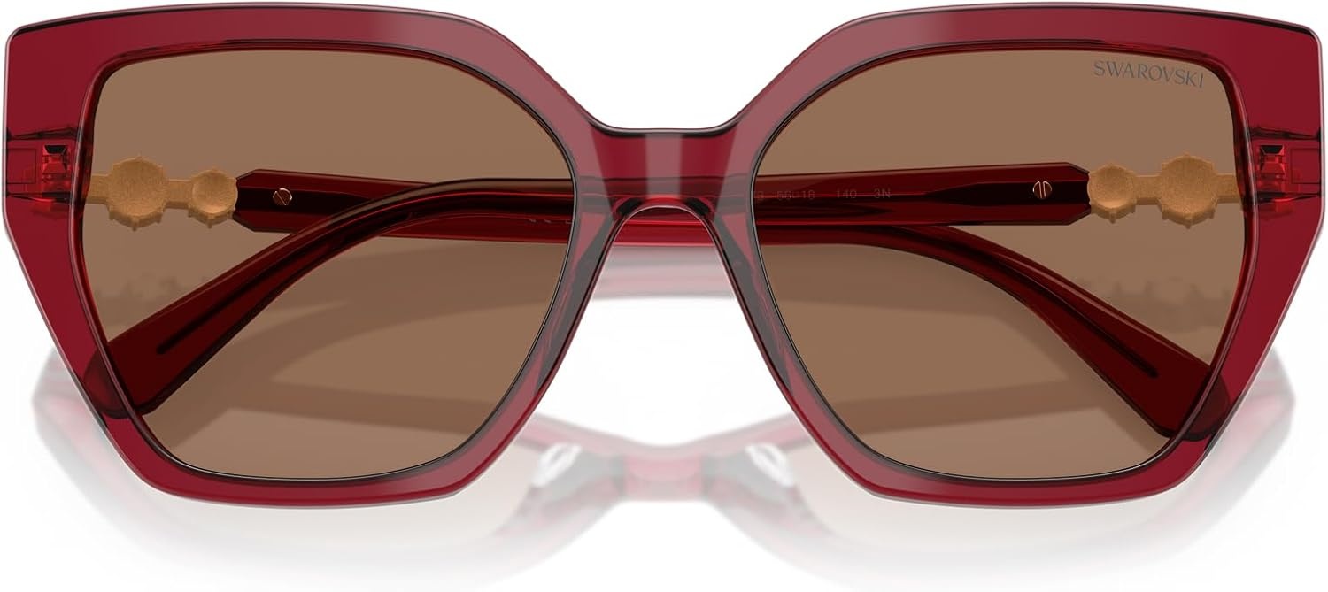 image:imageSwarovski womens Sk6016 Cat Eye SunglassesTransparent BurgundyDark Brown