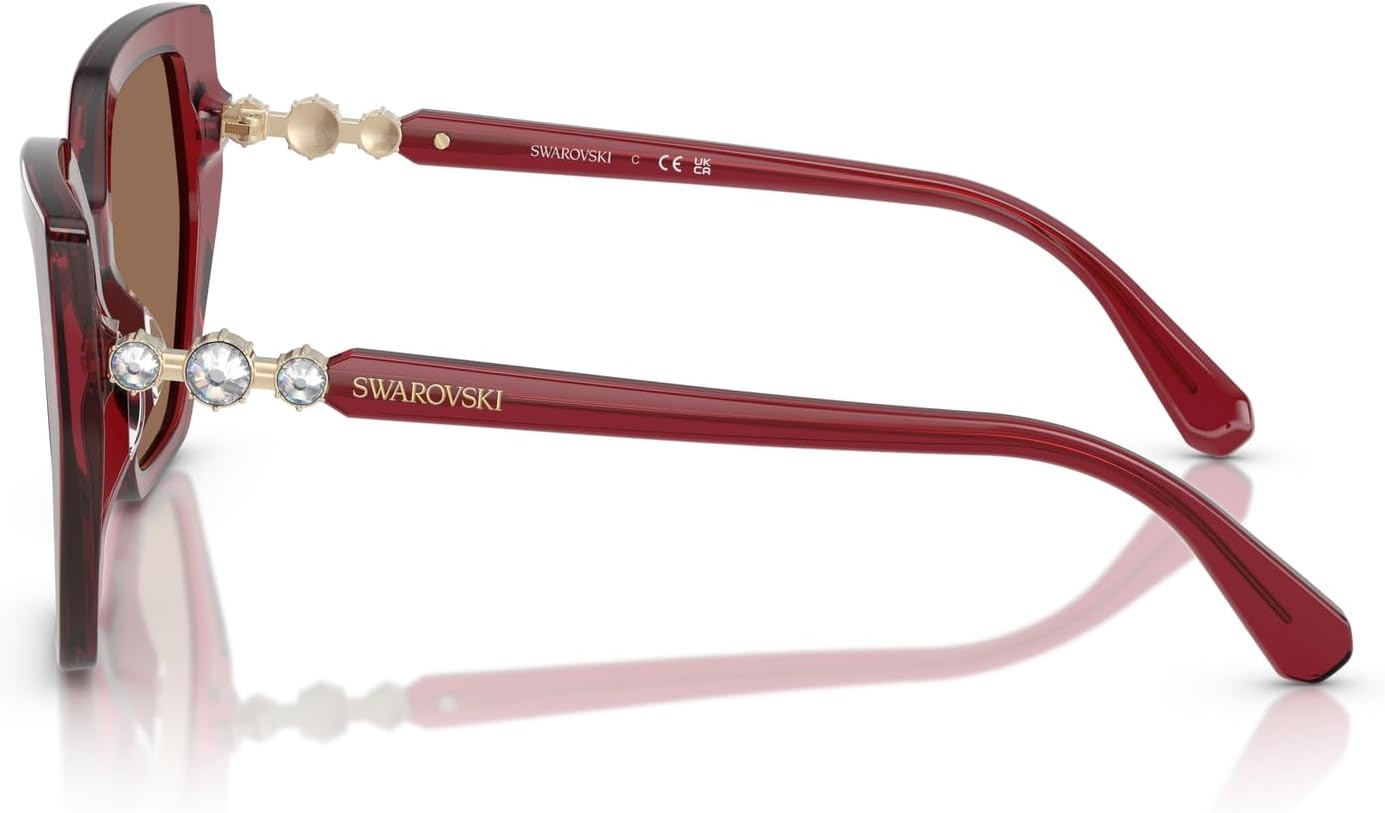 image:imageSwarovski womens Sk6016 Cat Eye SunglassesTransparent BurgundyDark Brown