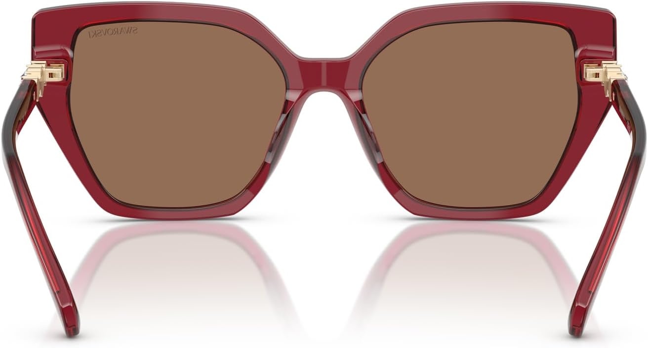 image:imageSwarovski womens Sk6016 Cat Eye SunglassesTransparent BurgundyDark Brown