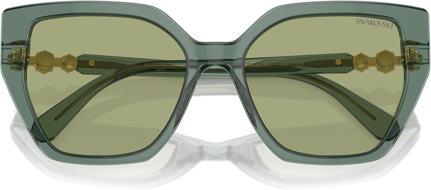 image:imageSwarovski womens Sk6016 Cat Eye SunglassesTransparent GreenDark Green