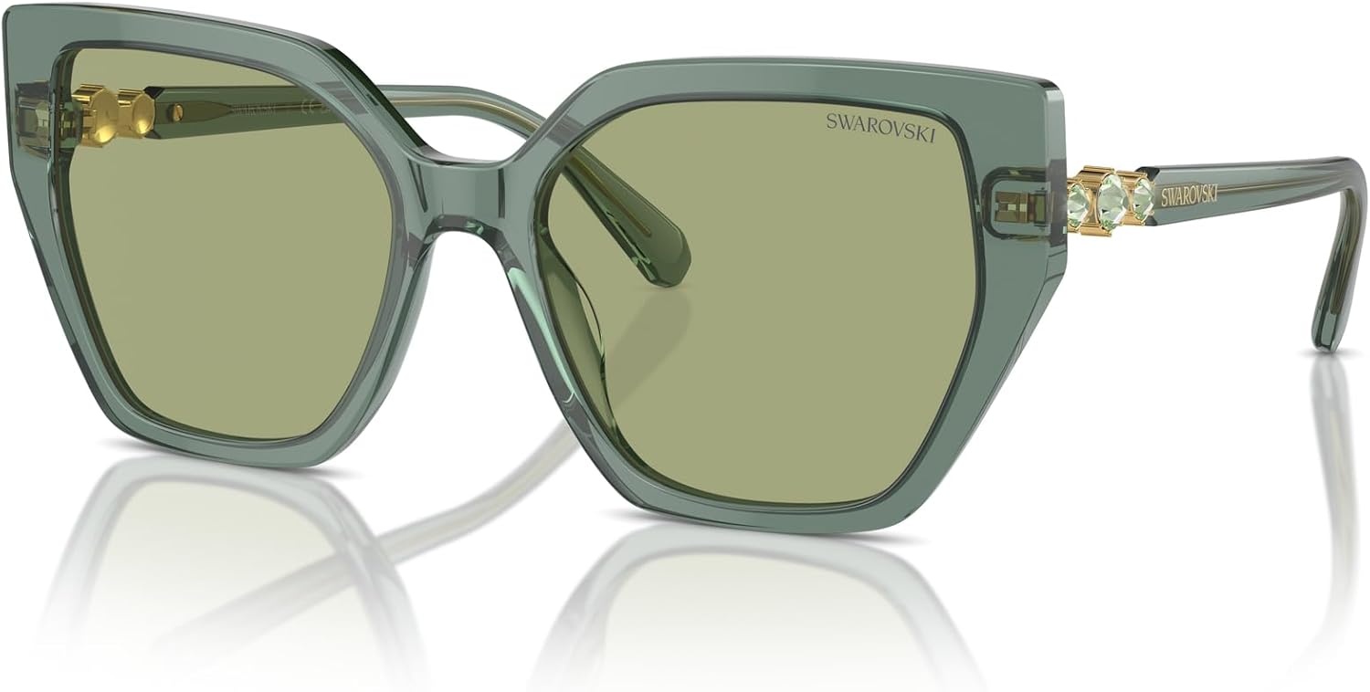 image:imageSwarovski womens Sk6016 Cat Eye SunglassesTransparent GreenDark Green