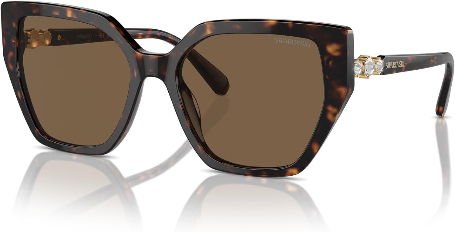 image:imageSwarovski womens Sk6016f Low Bridge Fit Rectangular SunglassesDark HavanaDark Brown