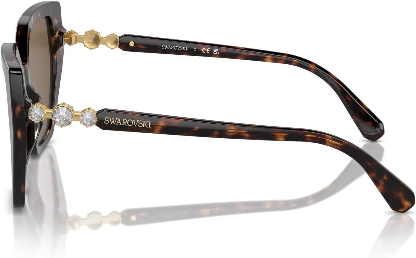image:imageSwarovski womens Sk6016f Low Bridge Fit Rectangular SunglassesDark HavanaDark Brown