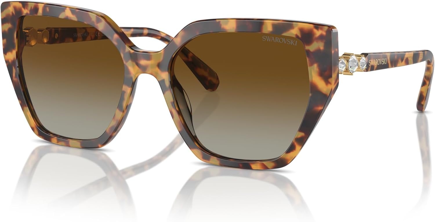 image:imageSwarovski womens Sk6016f Low Bridge Fit Rectangular SunglassesGunmetalGrey Mirrored Black