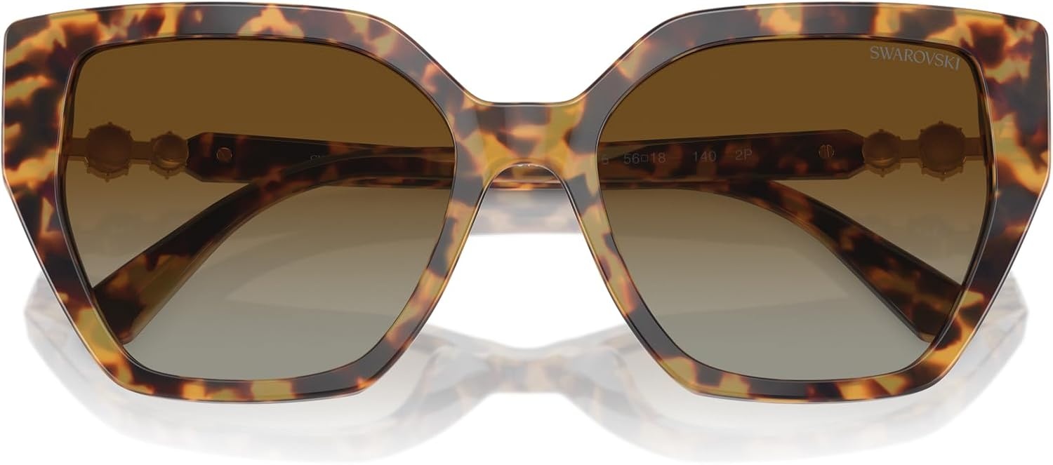 image:imageSwarovski womens Sk6016f Low Bridge Fit Rectangular SunglassesGunmetalGrey Mirrored Black