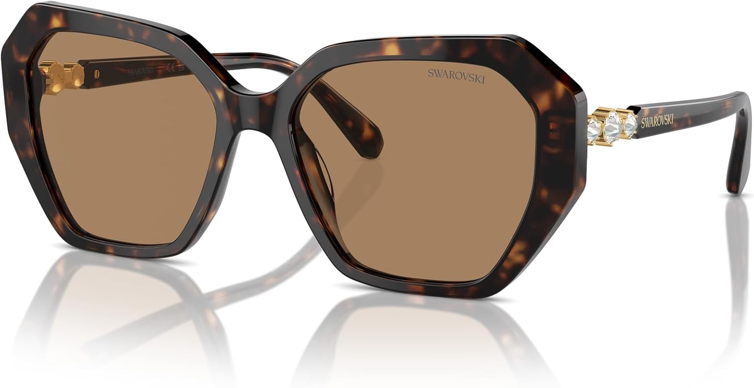 image:imageSwarovski womens Sk6017f Low Bridge Fit Cat Eye SunglassesPale GoldPhotochromic Beige to Brown