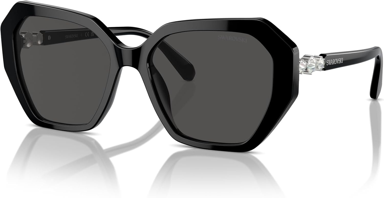 image:imageSwarovski womens Sk6017f Low Bridge Fit Cat Eye SunglassesSilverDark Blue