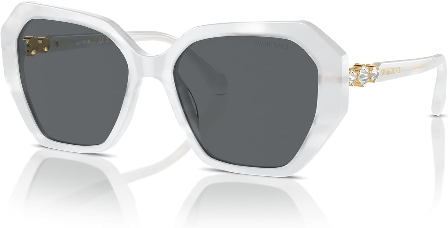 image:imageSwarovski womens Sk6017f Low Bridge Fit Cat Eye SunglassesSilverDark Grey