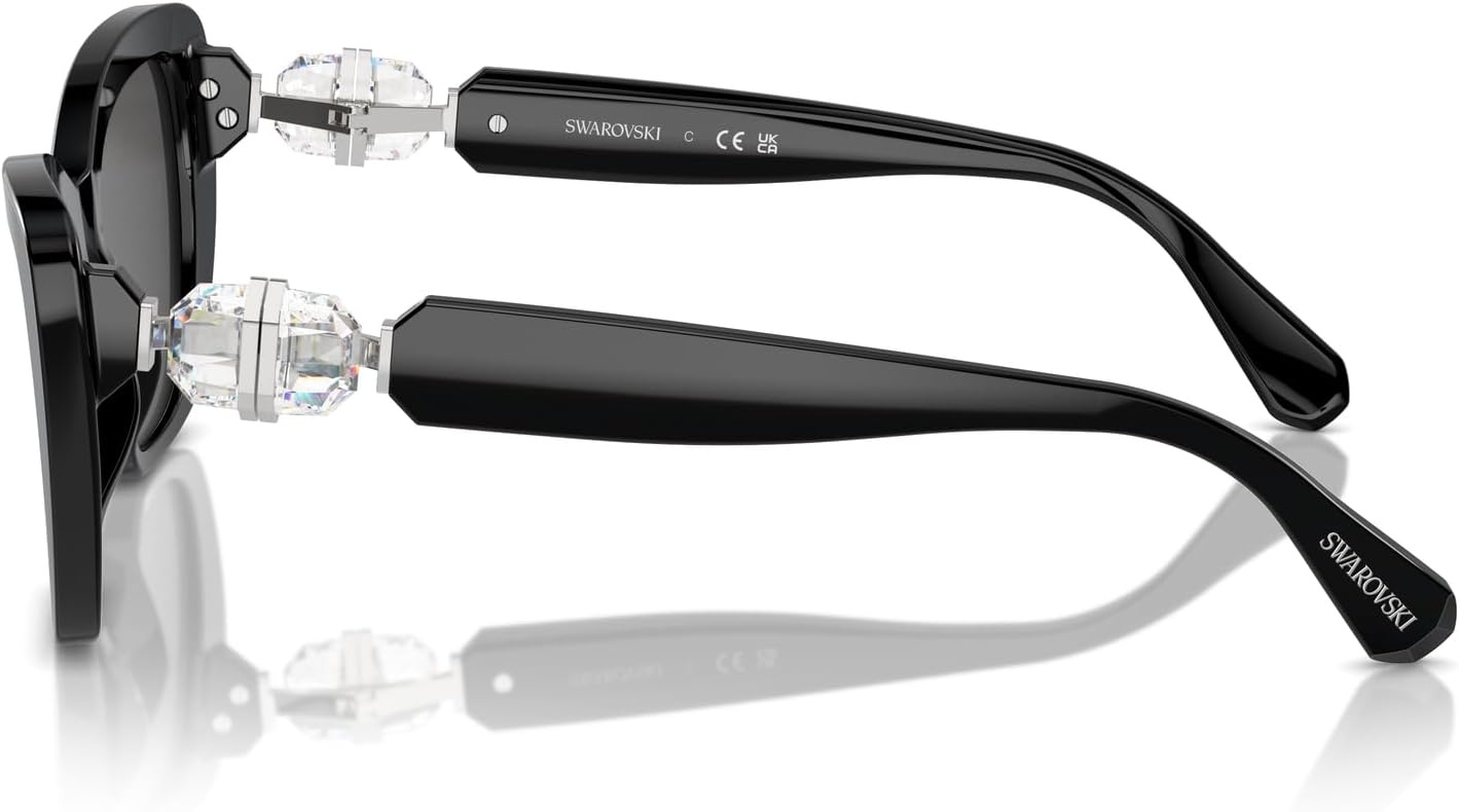 image:imageSwarovski womens Sk6018f Low Bridge Fit Oval SunglassesSilverDark Grey