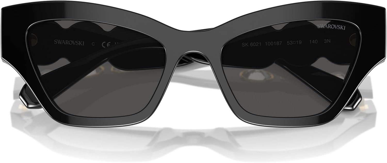 image:imageSwarovski womens Sk6021 Cat Eye SunglassesBlackDark Grey