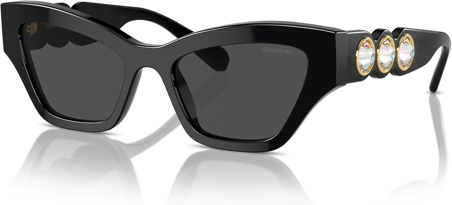 image:imageSwarovski womens Sk6021 Cat Eye SunglassesBlackDark Grey