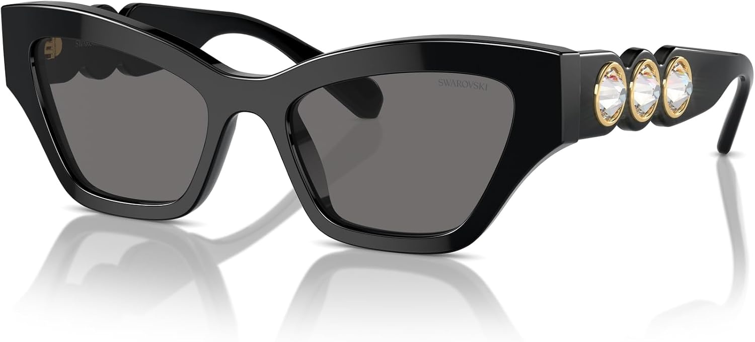 image:imageSwarovski womens Sk6021 Cat Eye SunglassesGoldDark Grey