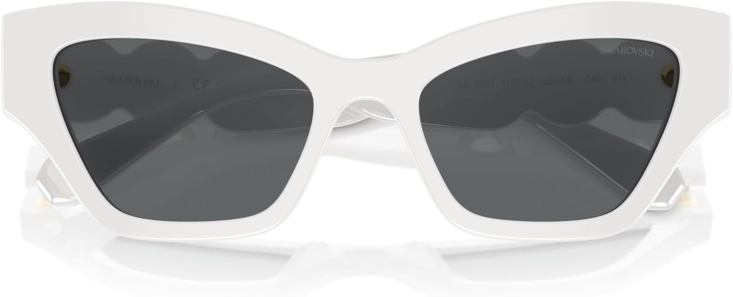 image:imageSwarovski womens Sk6021 Cat Eye SunglassesWhiteDark Grey