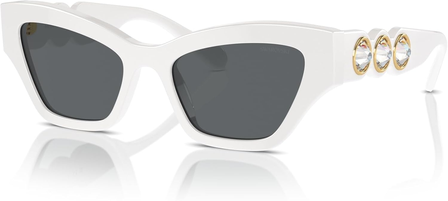 image:imageSwarovski womens Sk6021 Cat Eye SunglassesWhiteDark Grey