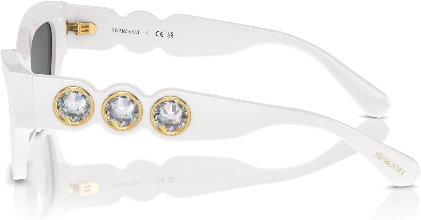 image:imageSwarovski womens Sk6021 Cat Eye SunglassesWhiteDark Grey