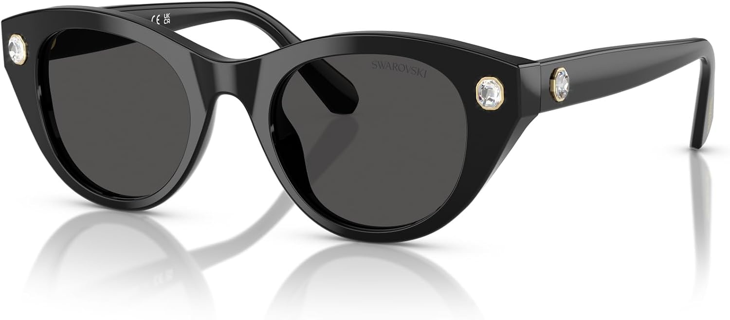 image:imageSwarovski womens Sk6025 Round SunglassesBlackDark Grey