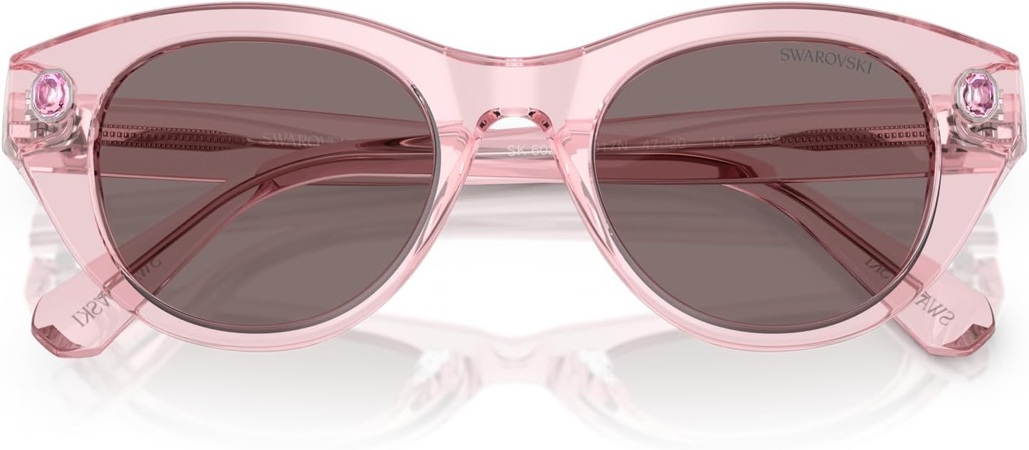 image:imageSwarovski womens Sk6025 Round SunglassesTransparent PinkLight Purple Brown