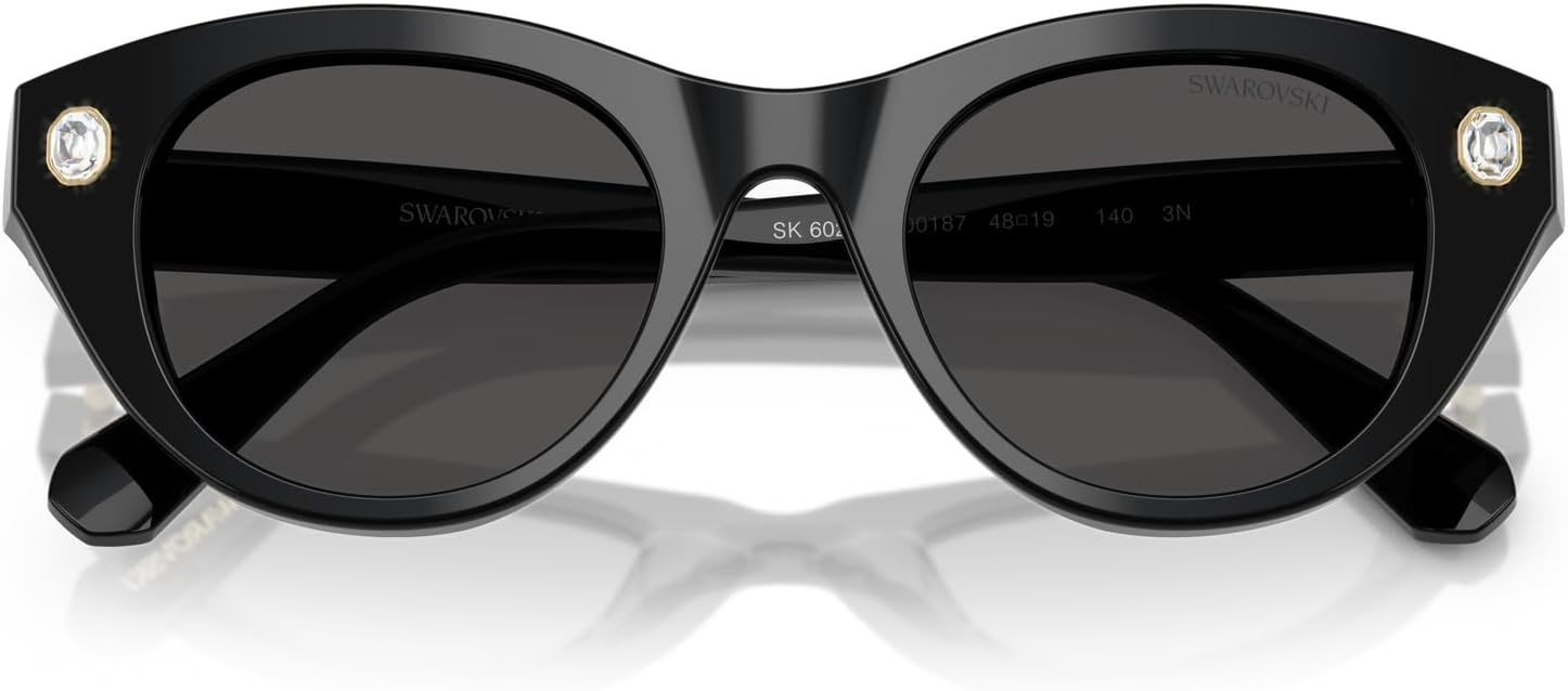 image:imageSwarovski womens Sk6025f Low Bridge Fit Round SunglassesBlackDark Grey