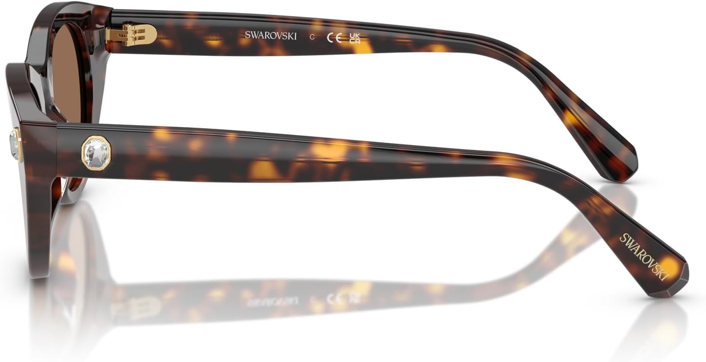 image:imageSwarovski womens Sk6025f Low Bridge Fit Round SunglassesHavanaDark Brown