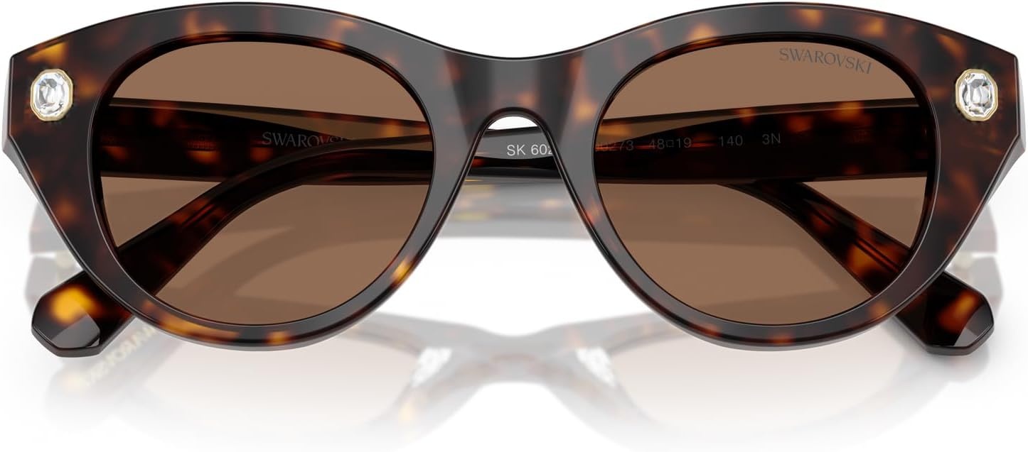image:imageSwarovski womens Sk6025f Low Bridge Fit Round SunglassesHavanaDark Brown