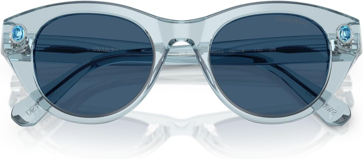 image:imageSwarovski womens Sk6025f Low Bridge Fit Round SunglassesTransparent Light BlueDark Blue
