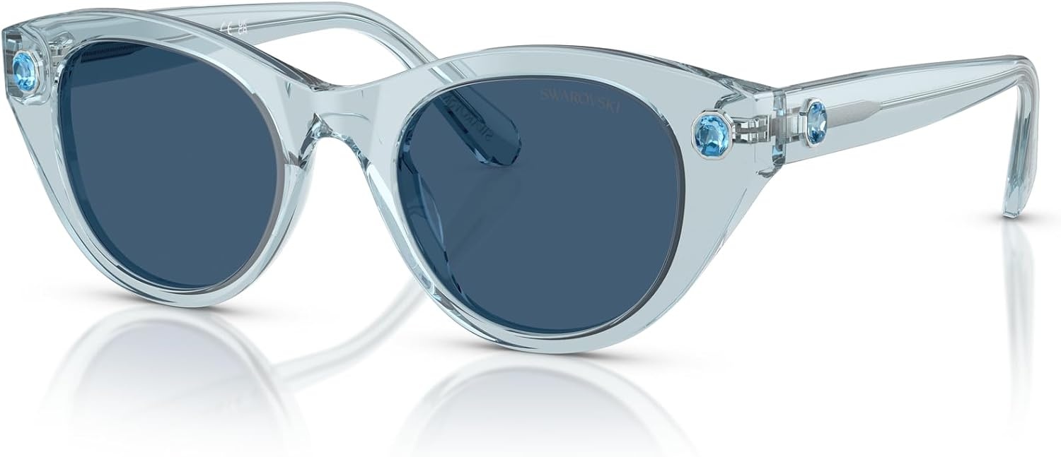 image:imageSwarovski womens Sk6025f Low Bridge Fit Round SunglassesTransparent Light BlueDark Blue