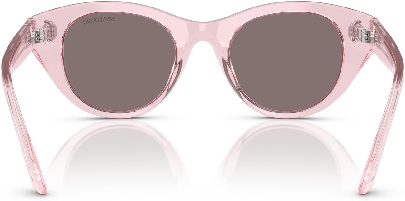 image:imageSwarovski womens Sk6025f Low Bridge Fit Round SunglassesTransparent PinkLight Purple Brown