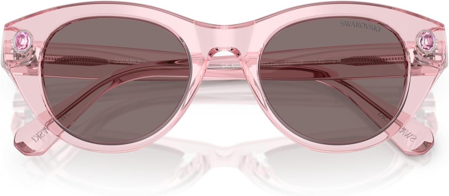 image:imageSwarovski womens Sk6025f Low Bridge Fit Round SunglassesTransparent PinkLight Purple Brown