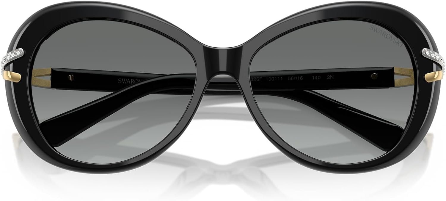 image:imageSwarovski womens Sk6026f Low Bridge Fit Butterfly SunglassesBlackGrey Gradient