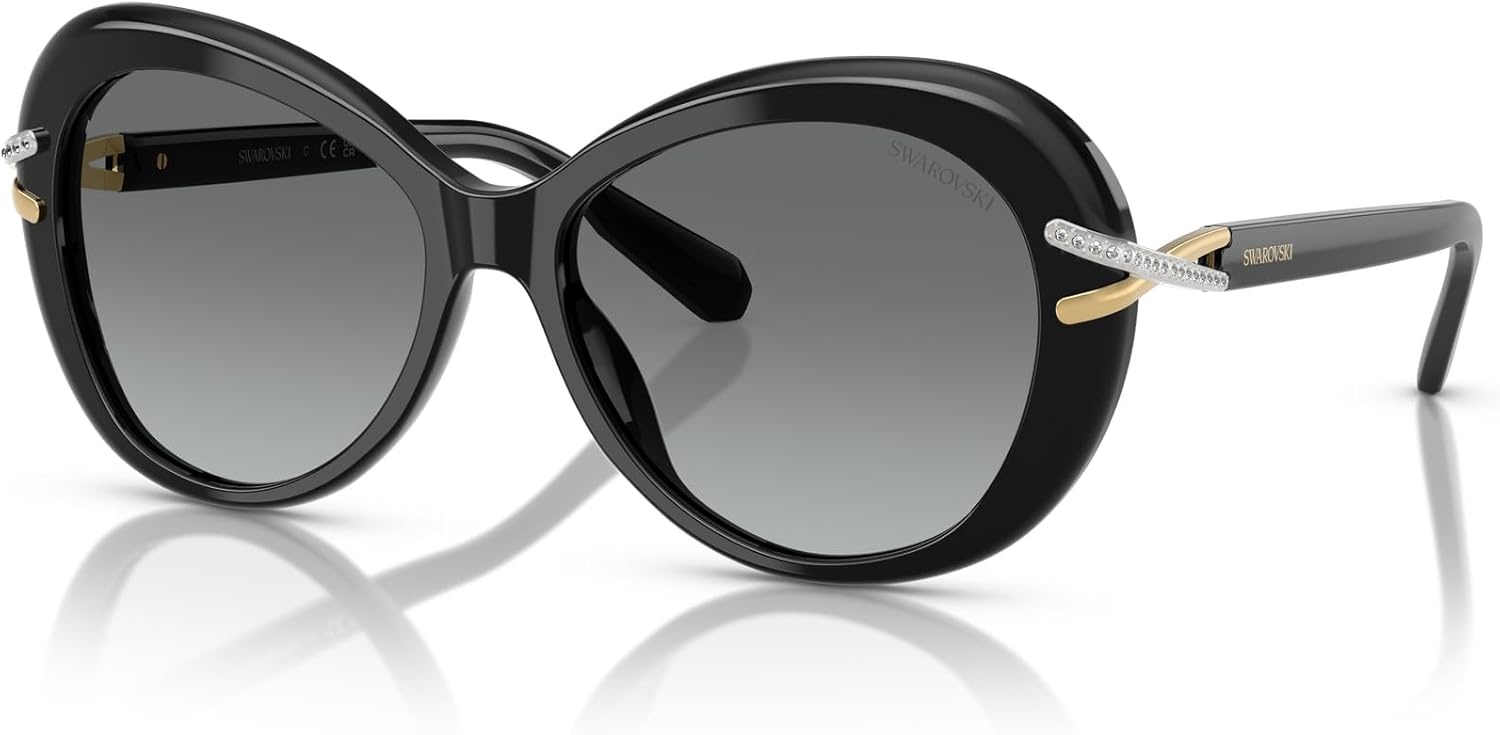 image:imageSwarovski womens Sk6026f Low Bridge Fit Butterfly SunglassesBlackGrey Gradient