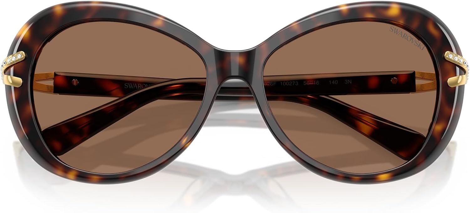 image:imageSwarovski womens Sk6026f Low Bridge Fit Butterfly SunglassesHavanaDark Brown