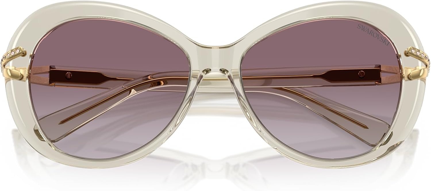 image:imageSwarovski womens Sk6026f Low Bridge Fit Butterfly SunglassesTransparent BeigeViolet Gradient