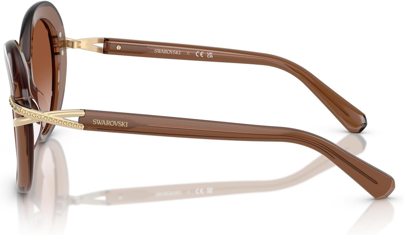 image:imageSwarovski womens Sk6026f Low Bridge Fit Butterfly SunglassesTransparent BrownGradient Brown