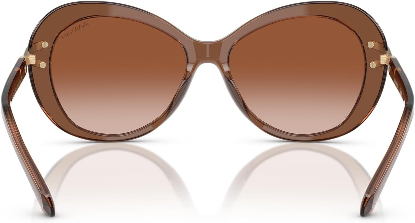 image:imageSwarovski womens Sk6026f Low Bridge Fit Butterfly SunglassesTransparent BrownGradient Brown