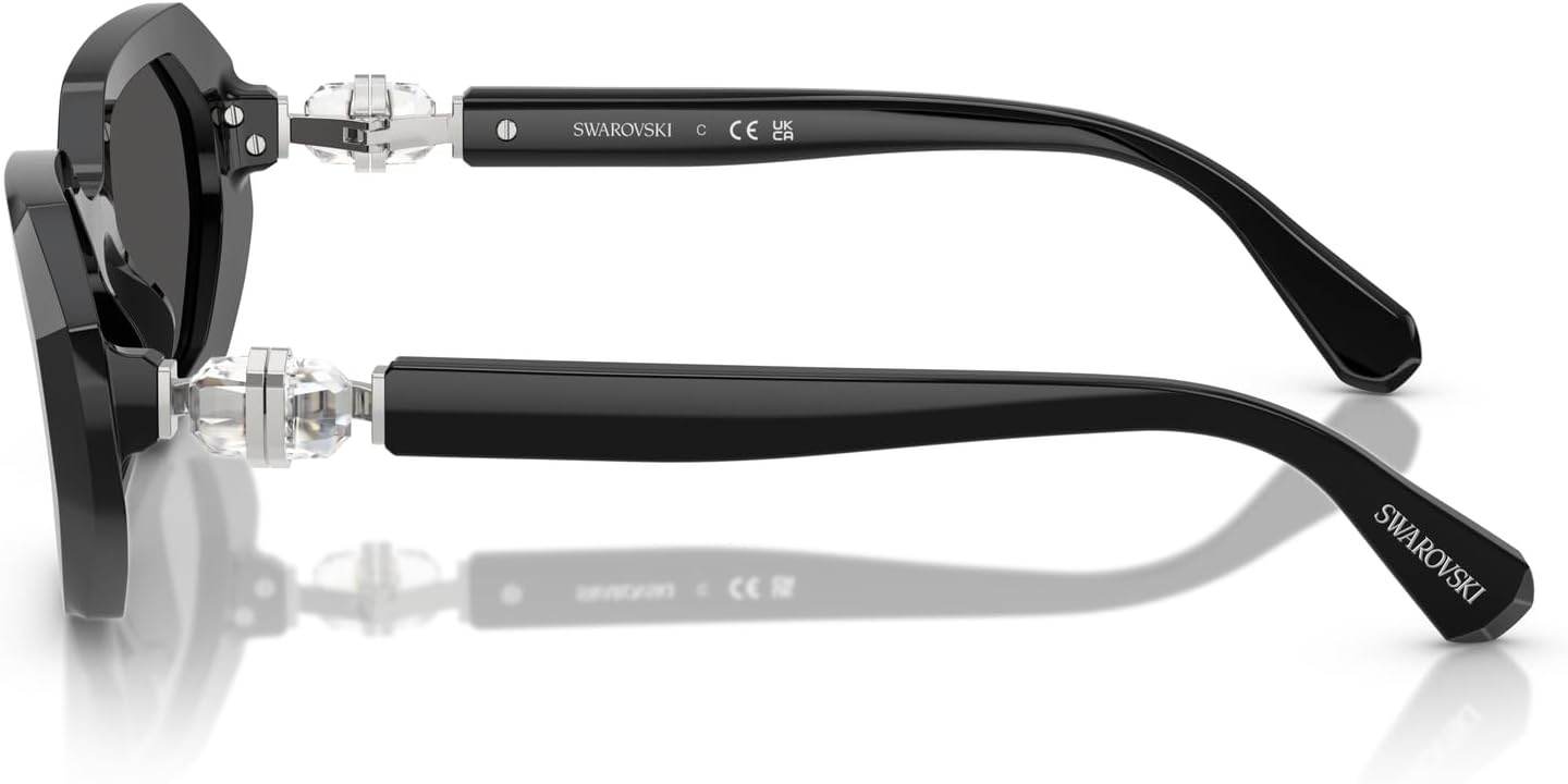 image:imageSwarovski womens Sk6028 Hexagonal SunglassesBlackDark Grey