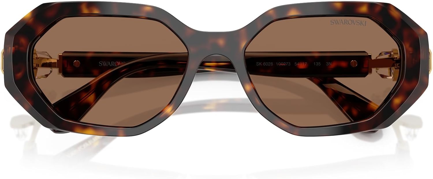 image:imageSwarovski womens Sk6028 Hexagonal SunglassesDark HavanaDark Brown