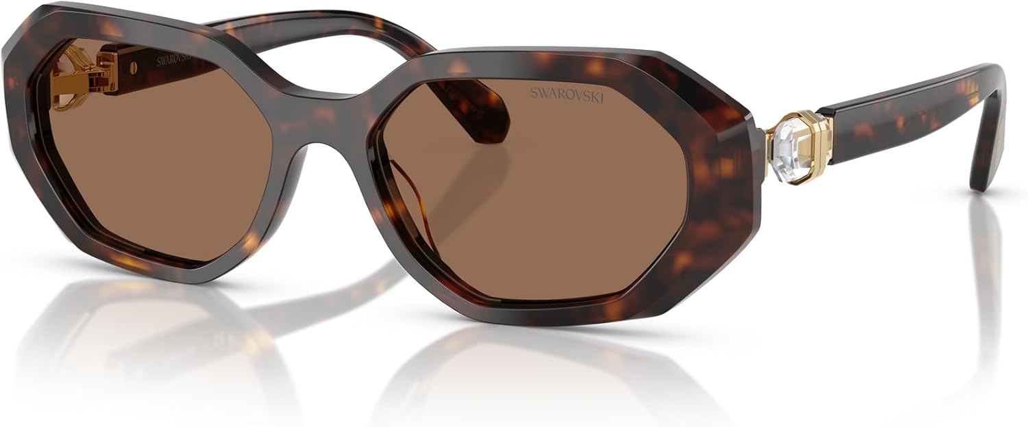 image:imageSwarovski womens Sk6028 Hexagonal SunglassesDark HavanaDark Brown