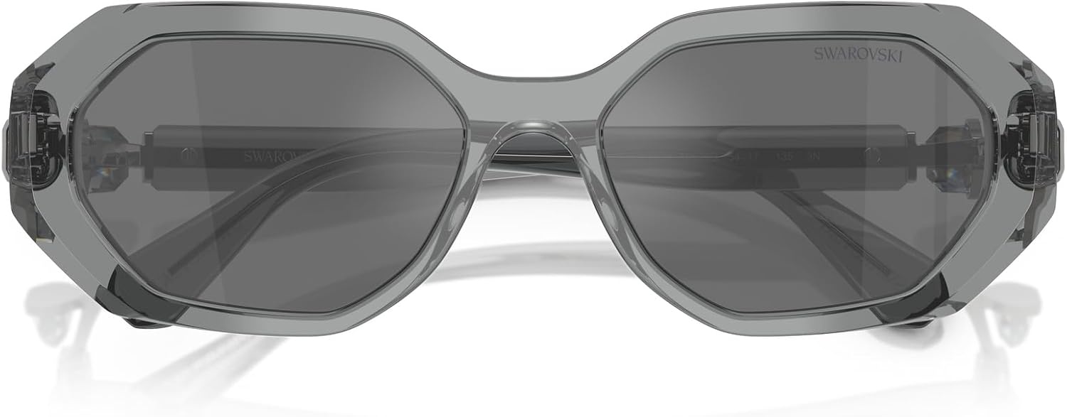 image:imageSwarovski womens Sk6028 Hexagonal SunglassesTransparent Dark GreyGrey Mirrored Black