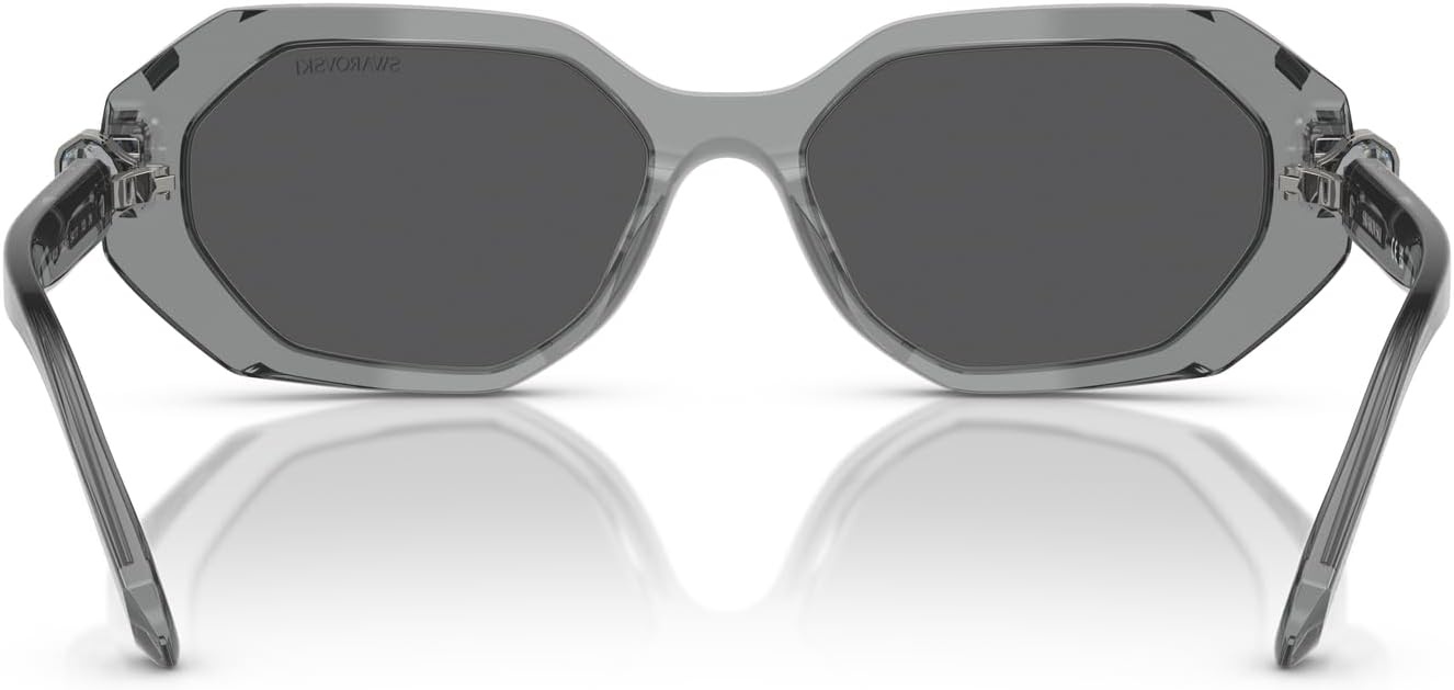 image:imageSwarovski womens Sk6028 Hexagonal SunglassesTransparent Dark GreyGrey Mirrored Black