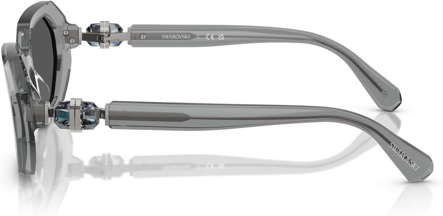 image:imageSwarovski womens Sk6028 Hexagonal SunglassesTransparent Dark GreyGrey Mirrored Black