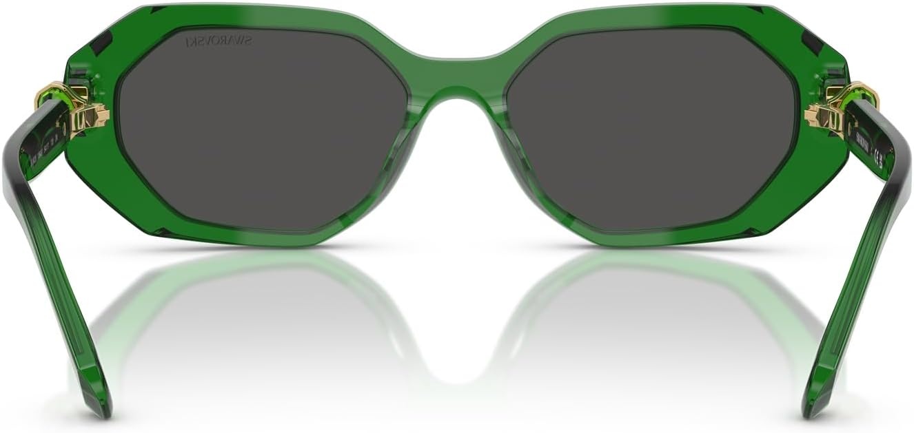 image:imageSwarovski womens Sk6028 Hexagonal SunglassesTransparent GreenDark Grey