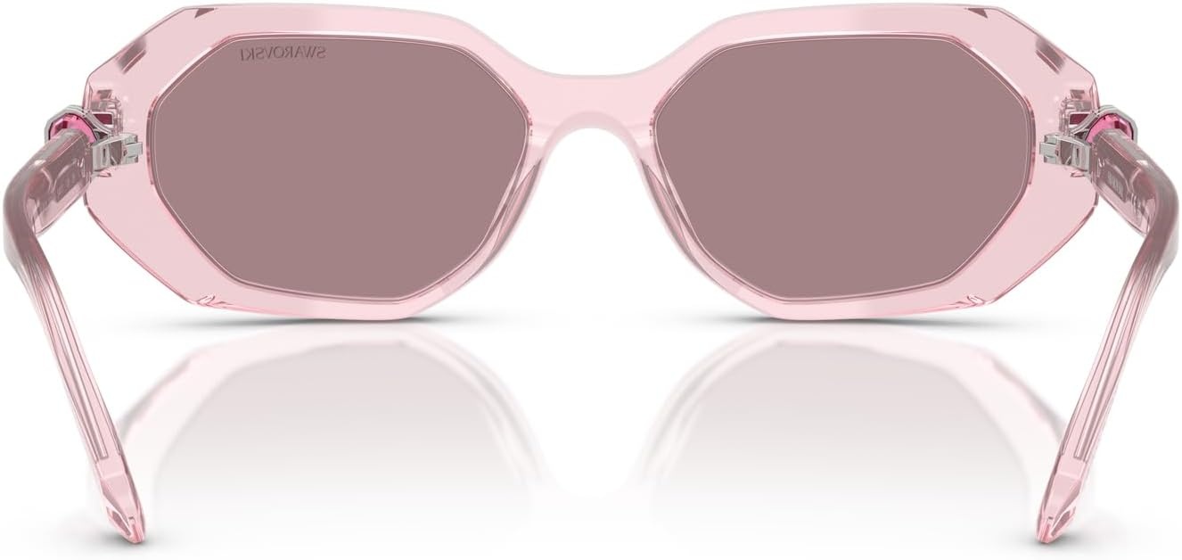 image:imageSwarovski womens Sk6028 Hexagonal SunglassesTransparent PinkLight Purple Brown