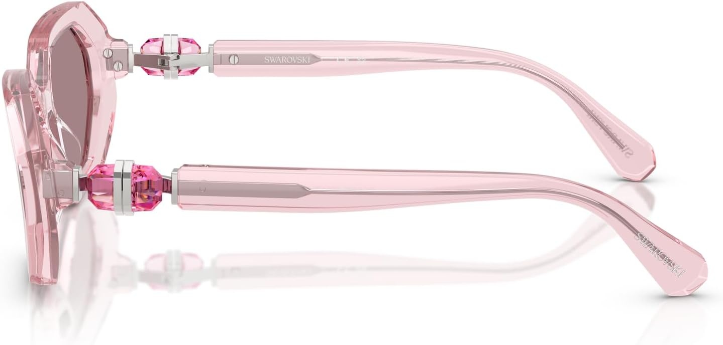 image:imageSwarovski womens Sk6028 Hexagonal SunglassesTransparent PinkLight Purple Brown